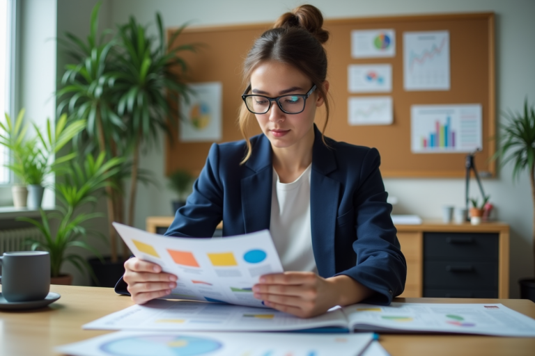 Jeune femme professionnelle en réunion marketing